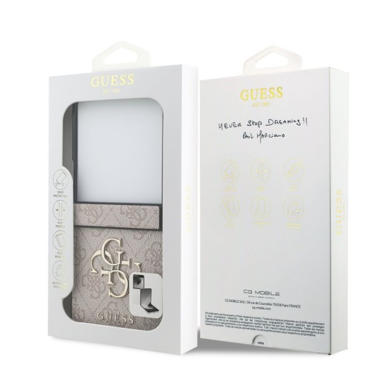 Husa Guess PU 4G Metal Logo pentru Samsung Galaxy Z Flip 7, Roz (Bakr, GUHCZF74GMGPI) by www.silkase.ro