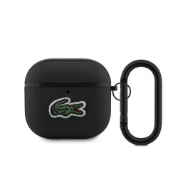 Husa Lacoste Petit Pique Croc Logo Patch pentru AirPods 4, Neagra