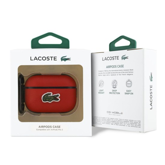Husa Lacoste Petit Pique Croc Logo Patch pentru AirPods Pro 2, Rosie Husa Lacoste Petit Pique Croc Logo Patch pentru AirPods Pro 2, Rosie (Bakr, LCAP2PVCR) by www.silkase.ro
