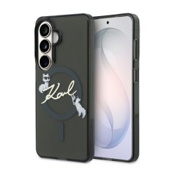 Husă Magnetică Karl Lagerfeld IML Choupette Karl Script Logo pentru Samsung Galaxy S26 Negru