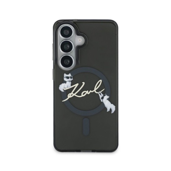 Husă Magnetică Karl Lagerfeld IML Choupette Karl Script Logo pentru Samsung Galaxy S26 Negru (S26, KLHMS26S5HKSCAK) by www.silkase.ro