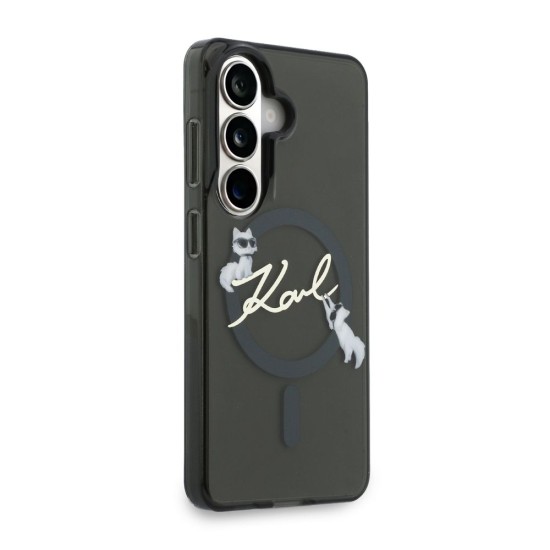 Husă Magnetică Karl Lagerfeld IML Choupette Karl Script Logo pentru Samsung Galaxy S26 Negru (S26, KLHMS26S5HKSCAK) by www.silkase.ro