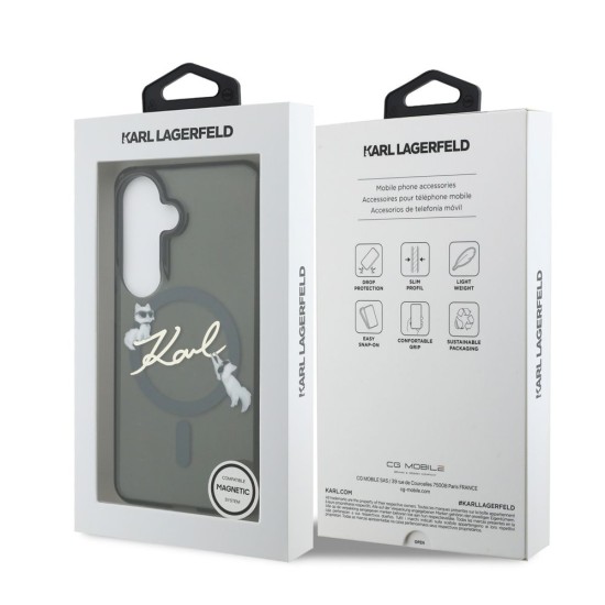 Husă Magnetică Karl Lagerfeld IML Choupette Karl Script Logo pentru Samsung Galaxy S26 Negru (S26, KLHMS26S5HKSCAK) by www.silkase.ro
