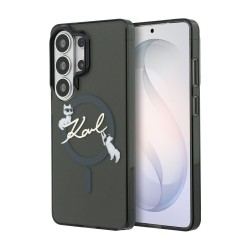 Husă Magnetică Karl Lagerfeld IML Choupette Karl Script Logo pentru Samsung Galaxy S26 Ultra Negru