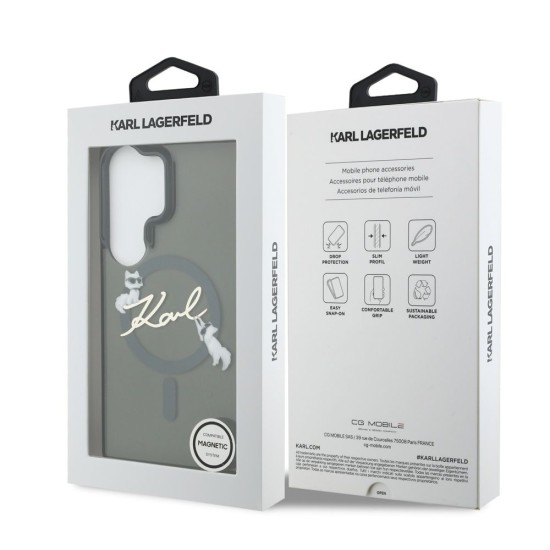 Husă Magnetică Karl Lagerfeld IML Choupette Karl Script Logo pentru Samsung Galaxy S26 Ultra Negru (S26 Ultra, KLHMS26L5HKSCAK) by www.silkase.ro