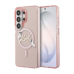 Husă Magnetică Karl Lagerfeld IML Choupette Karl Script Logo pentru Samsung Galaxy S26 Ultra Roz