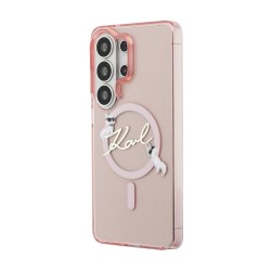 Husă Magnetică Karl Lagerfeld IML Choupette Karl Script Logo pentru Samsung Galaxy S26 Ultra Roz