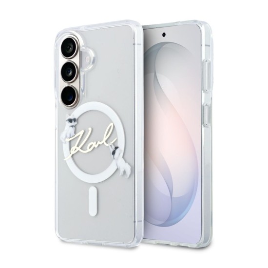 Husă Magnetică Karl Lagerfeld IML Choupette Karl Script Logo pentru Samsung Galaxy S26 Transparent (S26, KLHMS26S5HKSCAH) by www.silkase.ro
