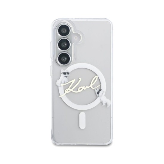 Husă Magnetică Karl Lagerfeld IML Choupette Karl Script Logo pentru Samsung Galaxy S26 Transparent (S26, KLHMS26S5HKSCAH) by www.silkase.ro