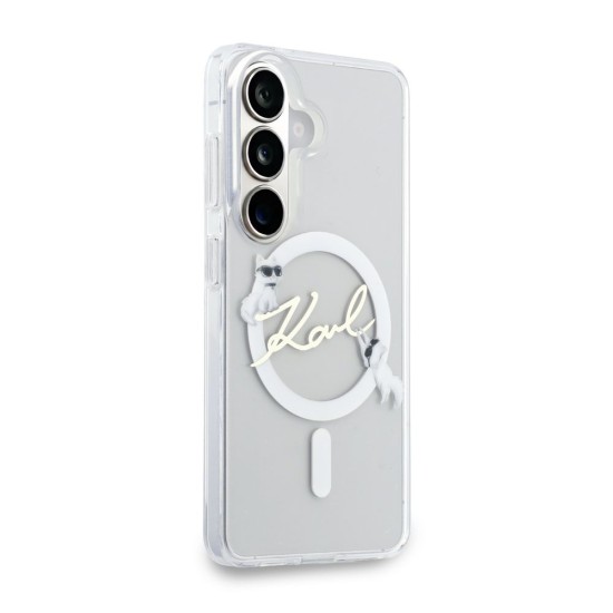 Husă Magnetică Karl Lagerfeld IML Choupette Karl Script Logo pentru Samsung Galaxy S26 Transparent (S26, KLHMS26S5HKSCAH) by www.silkase.ro