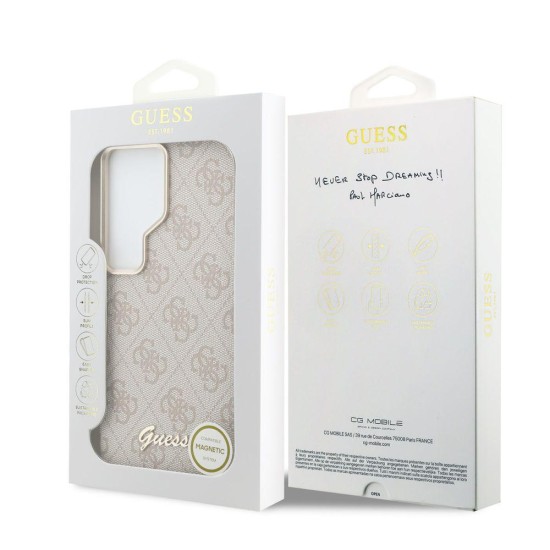 Husă Magnetică Guess PU 4G Script Metal Logo pentru Samsung Galaxy S26 Ultra Roz (S26 Ultra, GUHMS26L5P4FWMSP) by www.silkase.ro