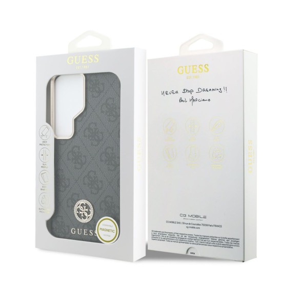 Husă Magnetică Guess Piele Eco 4G Strass Logo Gold Frame pentru Samsung Galaxy S26 Ultra Negru (S26 Ultra, GUHMS26LP4GRMDEK) by www.silkase.ro