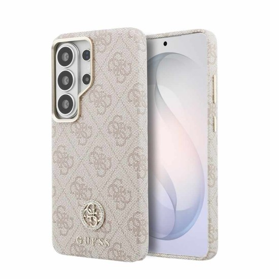 Husă Magnetică Guess Piele Eco 4G Strass Logo Gold Frame pentru Samsung Galaxy S26 Ultra Roz (S26 Ultra, GUHMS26LP4GRMDEP) by www.silkase.ro