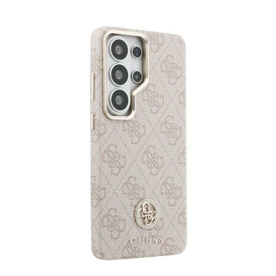Husă Magnetică Guess Piele Eco 4G Strass Logo Gold Frame pentru Samsung Galaxy S26 Ultra Roz (S26 Ultra, GUHMS26LP4GRMDEP) by www.silkase.ro