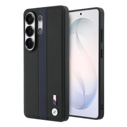 Husă Magnetică BMW M Piele Eco Perforated Stripes Metal Logo pentru Samsung Galaxy S26 Ultra Albastru