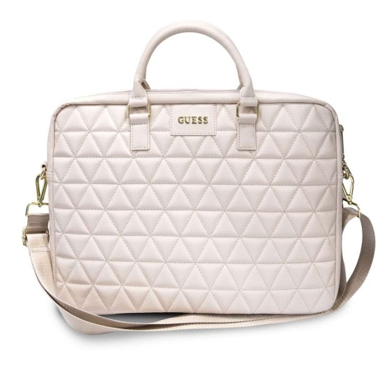 Geantă Laptop Guess Quilted 15 inch, Roz (Bakr, GUCB15QLPK) by www.silkase.ro