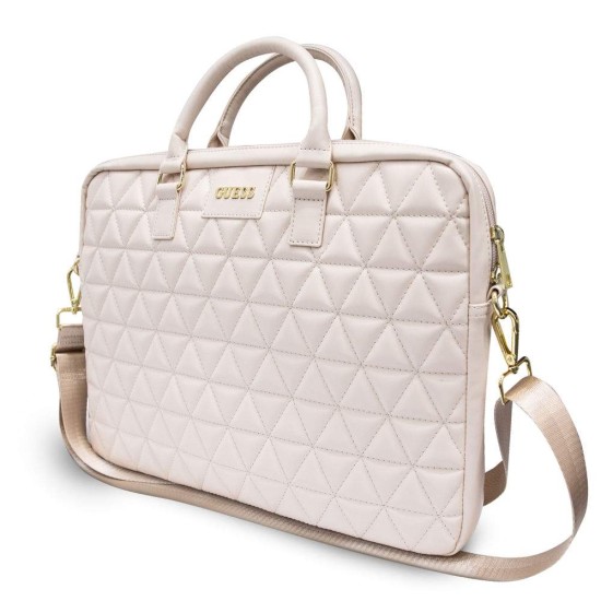 Geantă Laptop Guess Quilted 15 inch, Roz (Bakr, GUCB15QLPK) by www.silkase.ro
