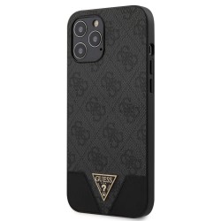 Husa Guess PU 4G Triangle pentru iPhone 12 Pro Max, Gri