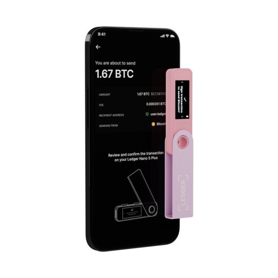 Portofel hardware crypto Ledger Nano S Plus, culoare Roz Pastel (Crypto Wallet, LEDGERSPLUSPP) by www.silkase.ro