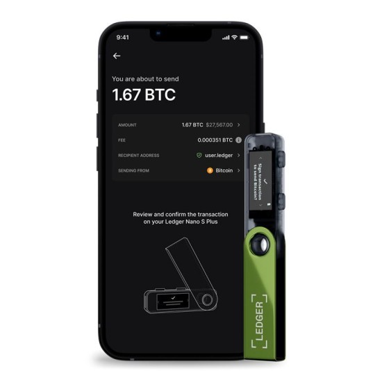 Portofel hardware crypto Ledger Nano S Plus, culoare Oxidate Green (verde) (Crypto Wallet, LEDGERNANOS-OGREEN-RK) by www.silkase.ro