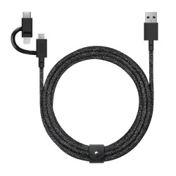 Cablu Universal 3-în-1 Native Union Belt Cable, USB-A la Lightning/USB-C/Micro-USB, 2m, Cosmos Cablu Universal 3-în-1 Native Union Belt Cable, USB-A la Lightning/USB-C/Micro-USB, 2m, Cosmos