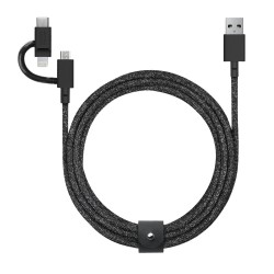 Cablu Universal 3-în-1 Native Union Belt Cable, USB-A la Lightning/USB-C/Micro-USB, 2m, Cosmos