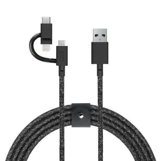 Cablu Universal 3-în-1 Native Union Belt Cable, USB-A la Lightning/USB-C/Micro-USB, 2m, Cosmos Cablu Universal 3-în-1 Native Union Belt Cable, USB-A la Lightning/USB-C/Micro-USB, 2m, Cosmos (Cabluri Telefon, BELT-ULC-CS-BLK-NP) by www.silkase.ro