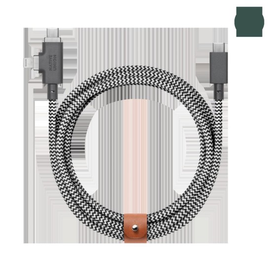 Cablu Native Union Belt Cable Duo Pro 2-în-1, USB-C la USB-C și Lightning, 2.4m, 240W, Zebra Cablu Native Union Belt Cable Duo Pro 2-în-1, USB-C la USB-C și Lightning, 2.4m, 240W, Zebra (Cabluri Telefon, BELT-PROCCL-ZEB-NP) by www.silkase.ro