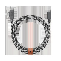 Cablu Native Union Belt Cable Duo Pro 2-în-1, USB-C la USB-C și Lightning, 2.4m, 240W, Zebra