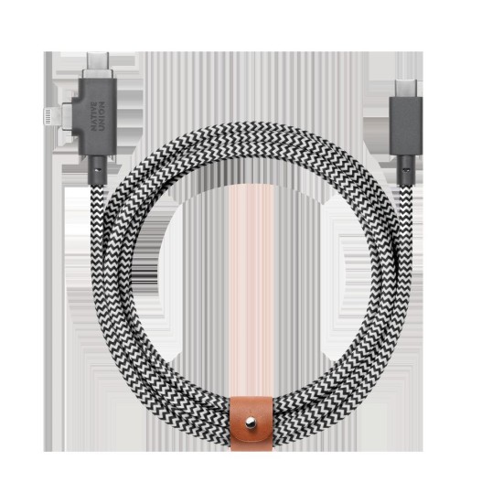 Cablu Native Union Belt Cable Duo Pro 2-în-1, USB-C la USB-C și Lightning, 2.4m, 240W, Zebra Cablu Native Union Belt Cable Duo Pro 2-în-1, USB-C la USB-C și Lightning, 2.4m, 240W, Zebra (Cabluri Telefon, BELT-PROCCL-ZEB-NP) by www.silkase.ro