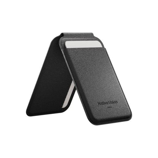 Portcard magnetic si suport Native Union Active Wallet Stand, negru (Baterii Externe, ACT-BLK-WAL) by www.silkase.ro