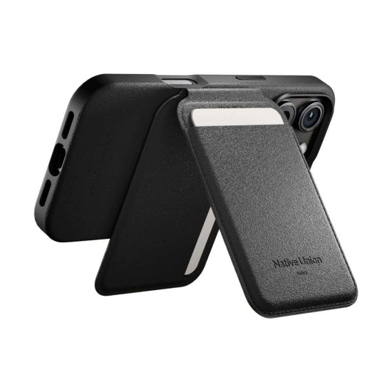 Portcard magnetic si suport Native Union Active Wallet Stand, negru (Baterii Externe, ACT-BLK-WAL) by www.silkase.ro