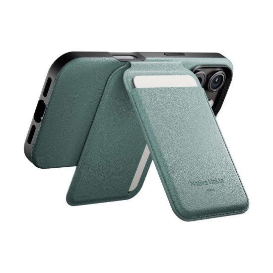 Portcard magnetic si suport Native Union Active Wallet Stand, verde ardezie (Suporturi Auto și Birou, ACT-GRN-WAL) by www.silkase.ro