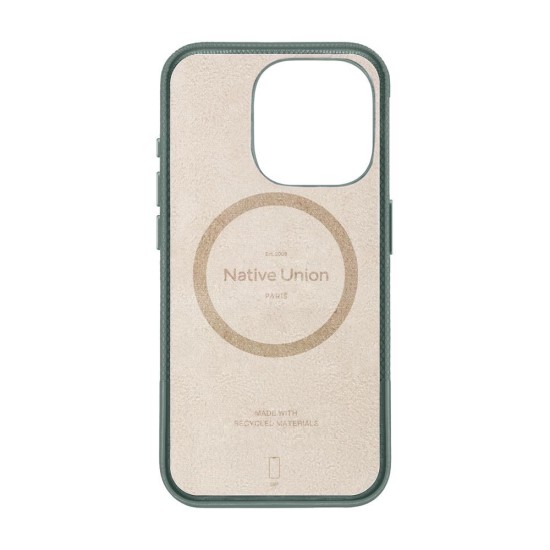 Husa de protectie pentru iPhone 16 Pro, Native Union, (Re)Classic, piele vegetala, verde ardezie, compatibila cu MagSafe (iPhone 15 Pro, RECLA-GRN-NP24P) by www.silkase.ro