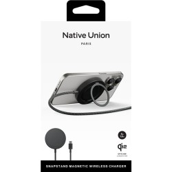 Incarcator Wireless Native Union Snapstand Qi2, Compatibil MagSafe, Putere 15W, Cablu USB-C integrat, Negru