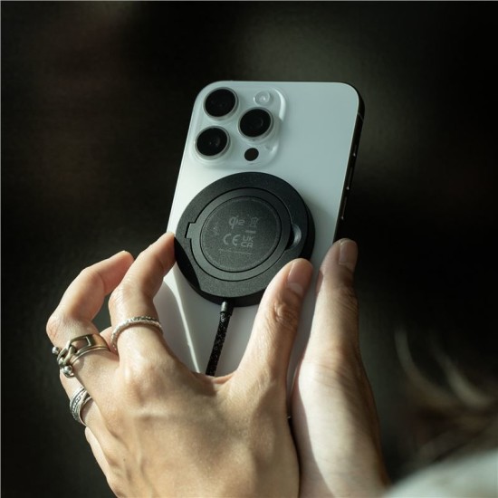 Incarcator Wireless Native Union Snapstand Qi2, Compatibil MagSafe, Putere 15W, Cablu USB-C integrat, Negru (Incarcatoare, SNST-QI2-BLK) by www.silkase.ro