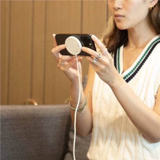 Incarcator Wireless Native Union Snapstand Qi2, Compatibil MagSafe, Putere 15W, Cablu USB-C integrat, Gri (Incarcatoare, SNST-QI2-SAN) by www.silkase.ro