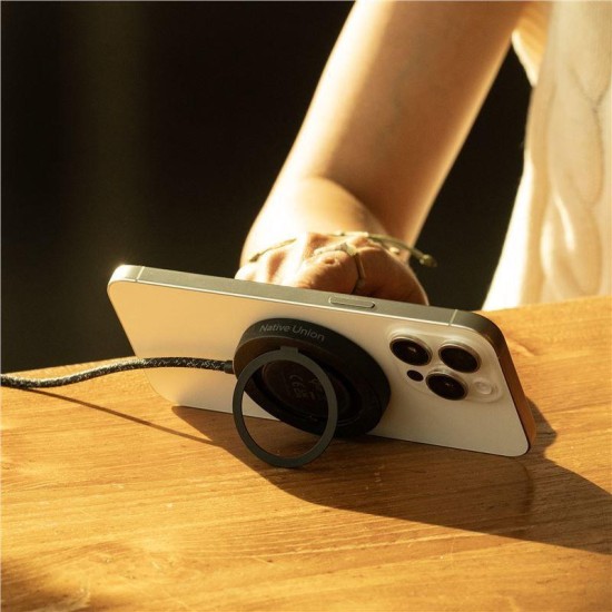 Incarcator Wireless Native Union Snapstand Qi2, Compatibil MagSafe, Putere 15W, Cablu USB-C integrat, Gri (Incarcatoare, SNST-QI2-SAN) by www.silkase.ro