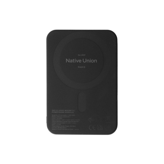 Baterie externa magnetica Native Union (Re)Classic Qi2 5000mAh, neagra (Baterii Externe, PB-5KMS-BLK-Q2) by www.silkase.ro
