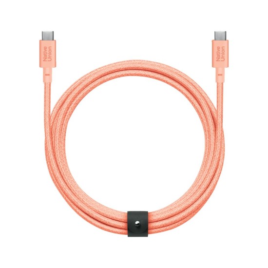 Cablu de Date Native Union Belt Cable XL, USB-C la USB-C, 3m, Apricot (Cabluri Telefon, BELT-XL-C-APR-3-NP) by www.silkase.ro