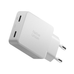 Încărcător de rețea Native Union Pocket GaN 65W, 2x USB-C, Alb