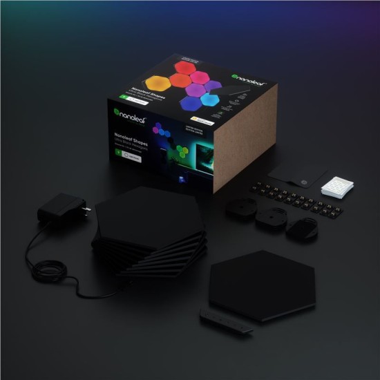 Kit de pornire 9 panouri hexagonale negre Nanoleaf Shapes (Nanoleaf, Ingredi) by www.silkase.ro Kit de pornire 9 panouri hexagonale negre Nanoleaf Shapes (Diverse accesorii, NL42-0102HX-9PK) by www.silkase.ro