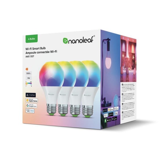 Set 4 becuri inteligente Nanoleaf Matter Wi-Fi A19, soclu E27 (Nanoleaf, Ingredi) by www.silkase.ro Set 4 becuri inteligente Nanoleaf Matter Wi-Fi A19, soclu E27 (Diverse accesorii, N7501B02-4A60E) by www.silkase.ro