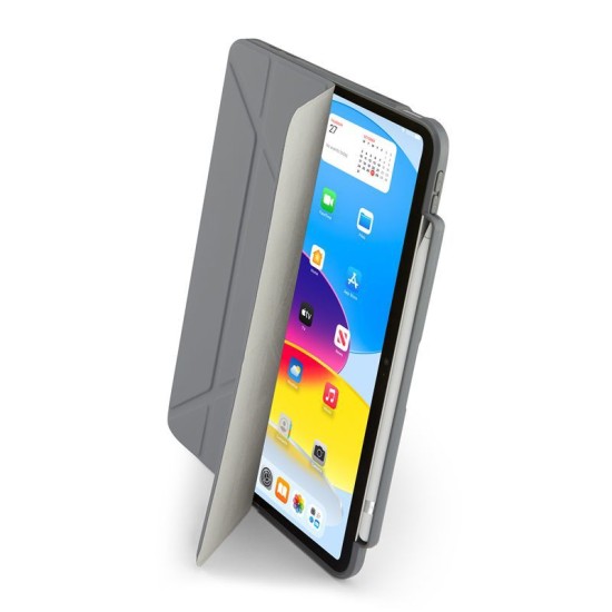 Husa Pipetto Origami No3 cu suport creion pentru iPad 10.9 (2022), gri (Ingredi, P053-50-V) by www.silkase.ro