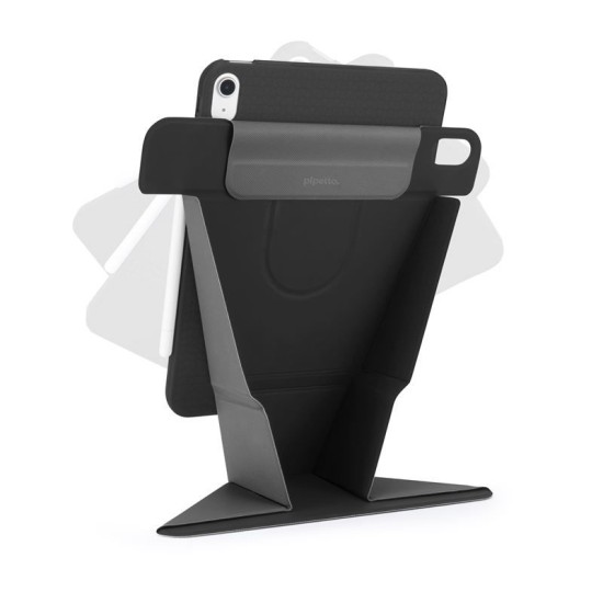 Husa stand Pipetto Origami No6 pentru iPad 10.9 (2022), neagra (Ingredi, P072-49-V) by www.silkase.ro