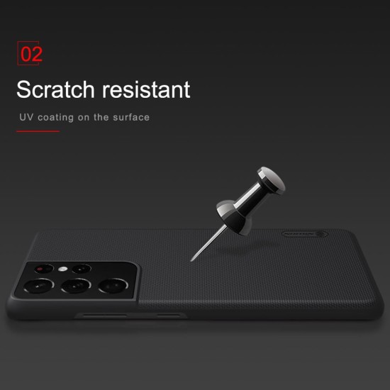 Husa Nillkin Super Frosted pentru Samsung Galaxy S21 Ultra, Neagra (Bakr, 57983101488) by www.silkase.ro