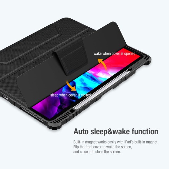 Husa Nillkin Bumper PRO cu Stand pentru iPad Pro 12.9 2020/21/22 și iPad Air 13 2024/25/26, Black Husa Nillkin Bumper PRO cu Stand pentru iPad Pro 12.9 2020/21/22 și iPad Air 13 2024/25/26, Black (Bakr, 57983104383) by www.silkase.ro