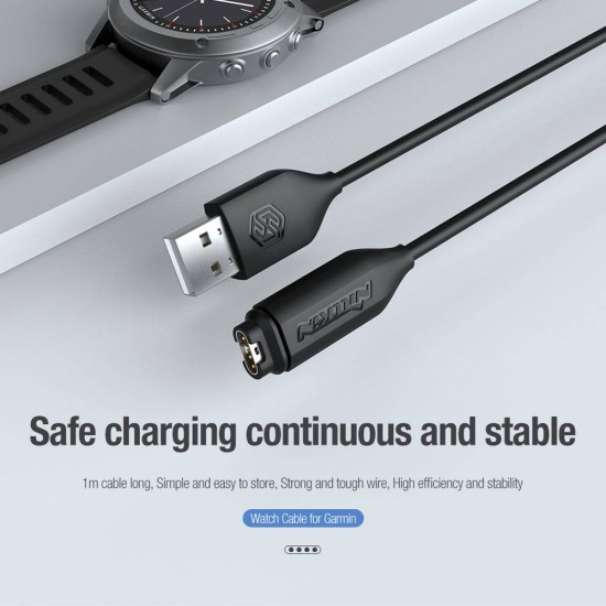 Cablu USB Nillkin de Date și Încărcare pentru Ceas Garmin, Negru (Bakr, 57983109977) by www.silkase.ro