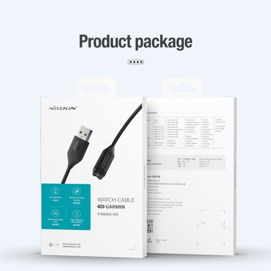 Cablu USB Nillkin de Date și Încărcare pentru Ceas Garmin, Negru (Bakr, 57983109977) by www.silkase.ro