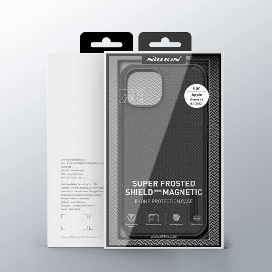 Husa Nillkin Super Frosted PRO Magnetică (MagSafe) pentru Apple iPhone 13 / 14, Neagra (Bakr, 57983110519) by www.silkase.ro